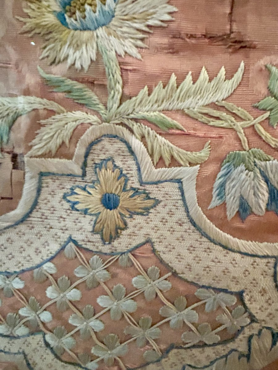 Textile Piece In Embroidered Silk, Spanish Work, Circa 1730–1760.-photo-4