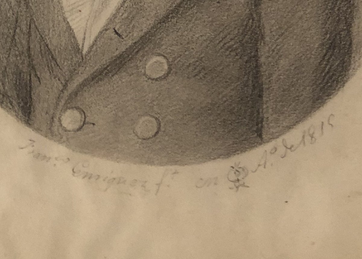 Portrait d’un jeune homme exécuté au crayon sur papier par Francisco Enríquez, Granada, 1815.-photo-4
