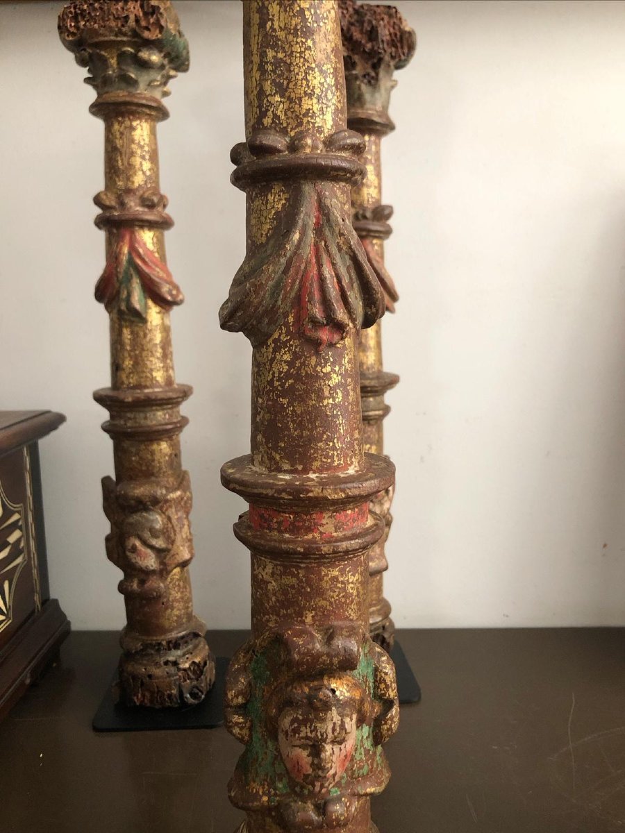 A Group Of Four Columns, A Spanish Work From The Second Half Of The 16th Century.-photo-2