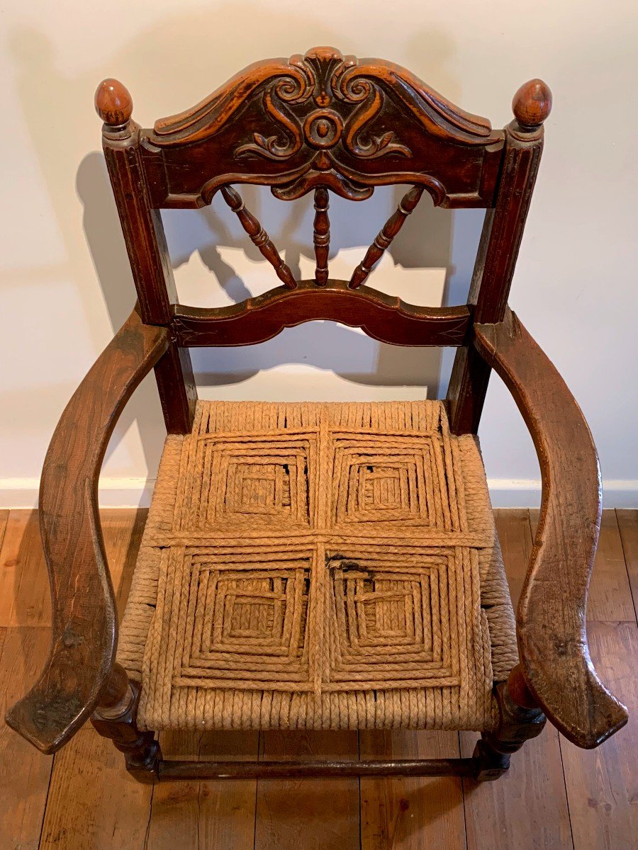 Fauteuil en bois de châtaignier  et  corde artisanale-photo-4