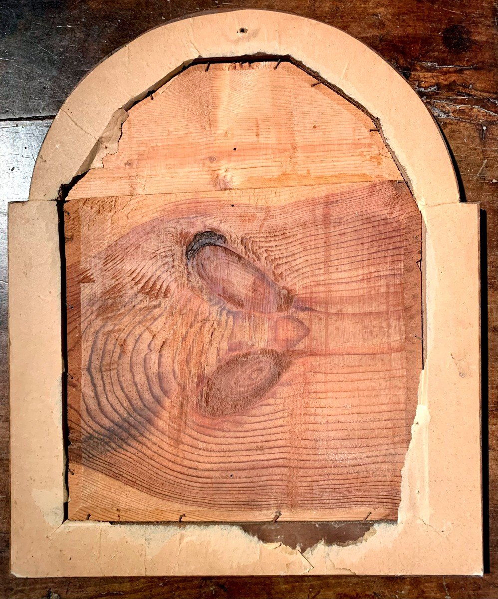 Broderie de métal ou d’argent sur soie. Espagne siècle SXVIII. Lithographie Virgen del Carmen XIXe siècle.-photo-1