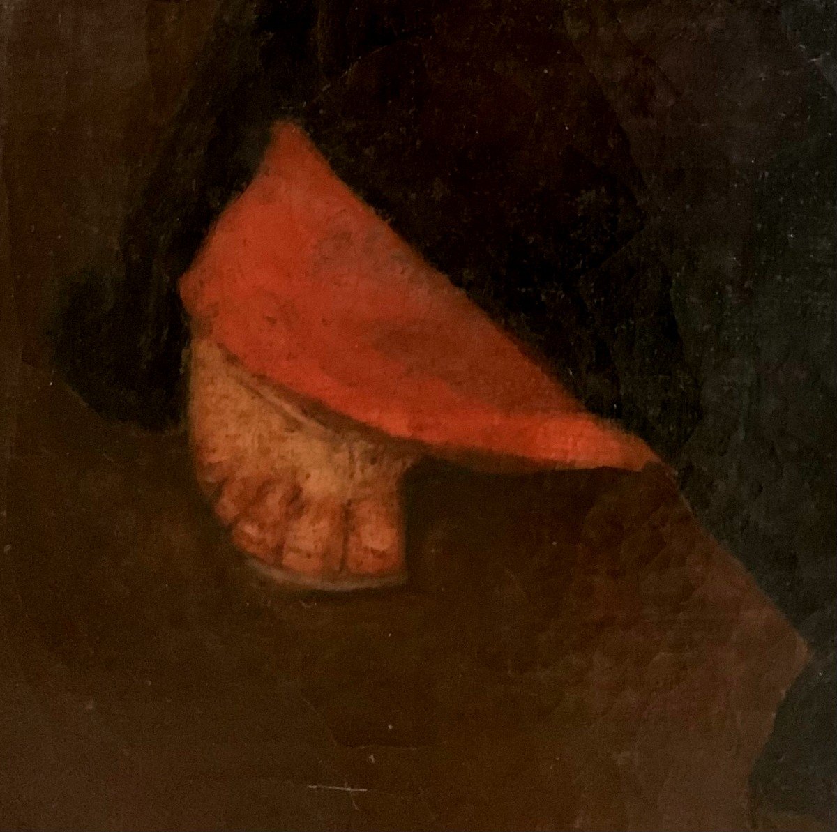  Oil On Canvas Madonna In Prayer. 18th Century Spanish School.-photo-3