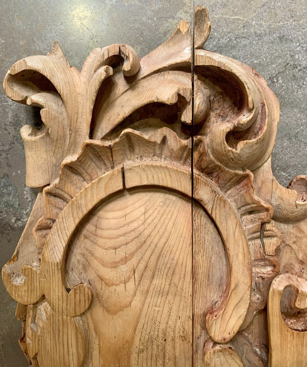 Cartouche En Bois Sculpté. Dernier Tiers Du XVIIe Siècle-photo-2