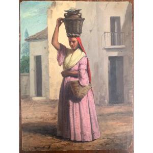 Woman From The Canary Islands, Oil On Paper. Around 1850