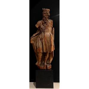 King David, Pine Wood Sculpture, Central Europe, Late 16th Century – Early 17th Century