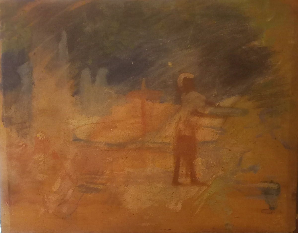 Peinture à l'Huile Ecole Orientaliste Marguerite Delorme Fez 1928 Portrait De Jeune Femme-photo-3