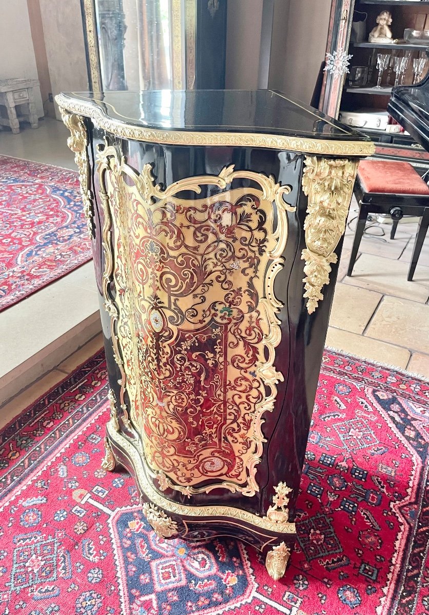 Encoignure En Marqueterie Boulle Multicolore époque Napoleon III -photo-2