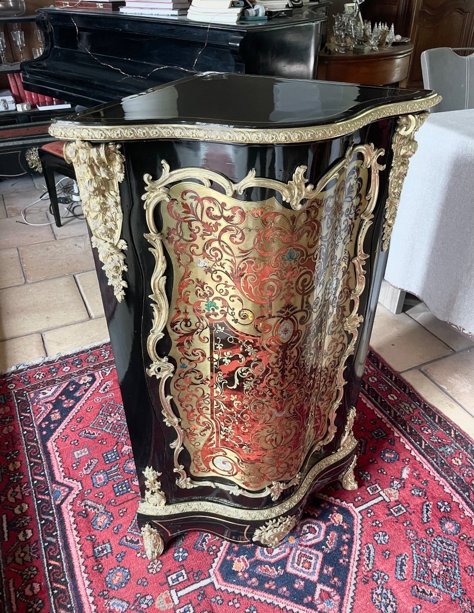 Encoignure En Marqueterie Boulle Multicolore époque Napoleon III -photo-4