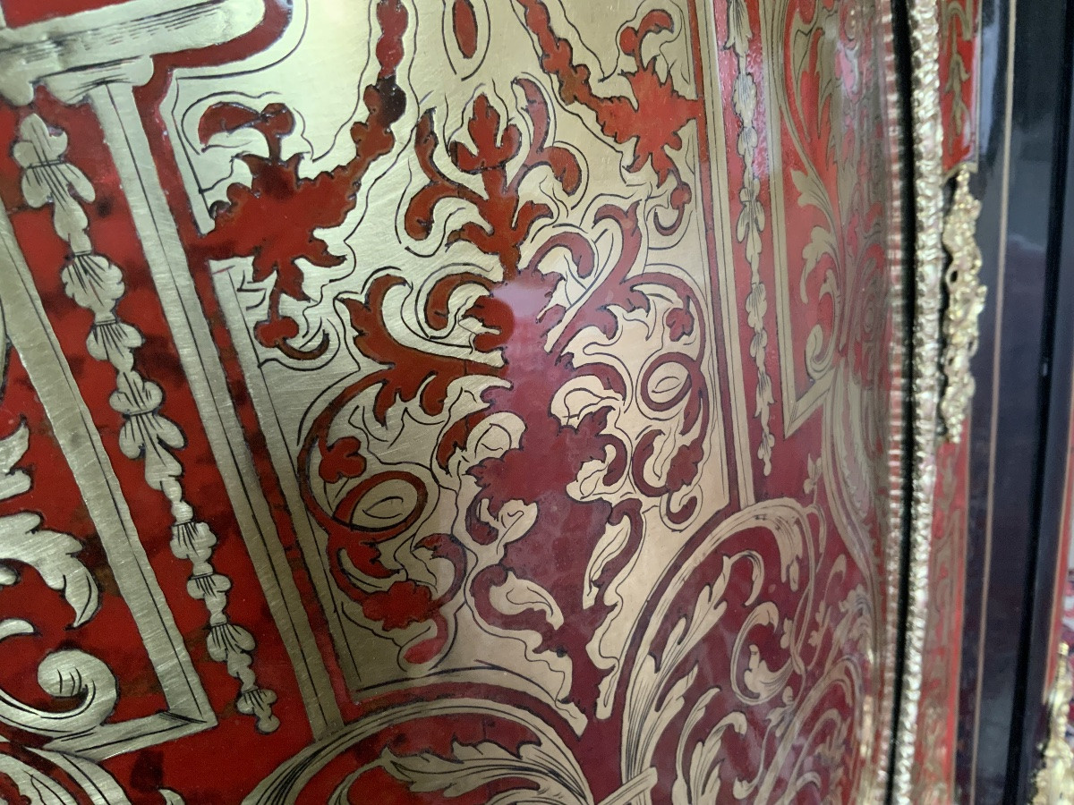 Napoleon III Curved Console Table With Boulle Marquetry On All Sides-photo-3