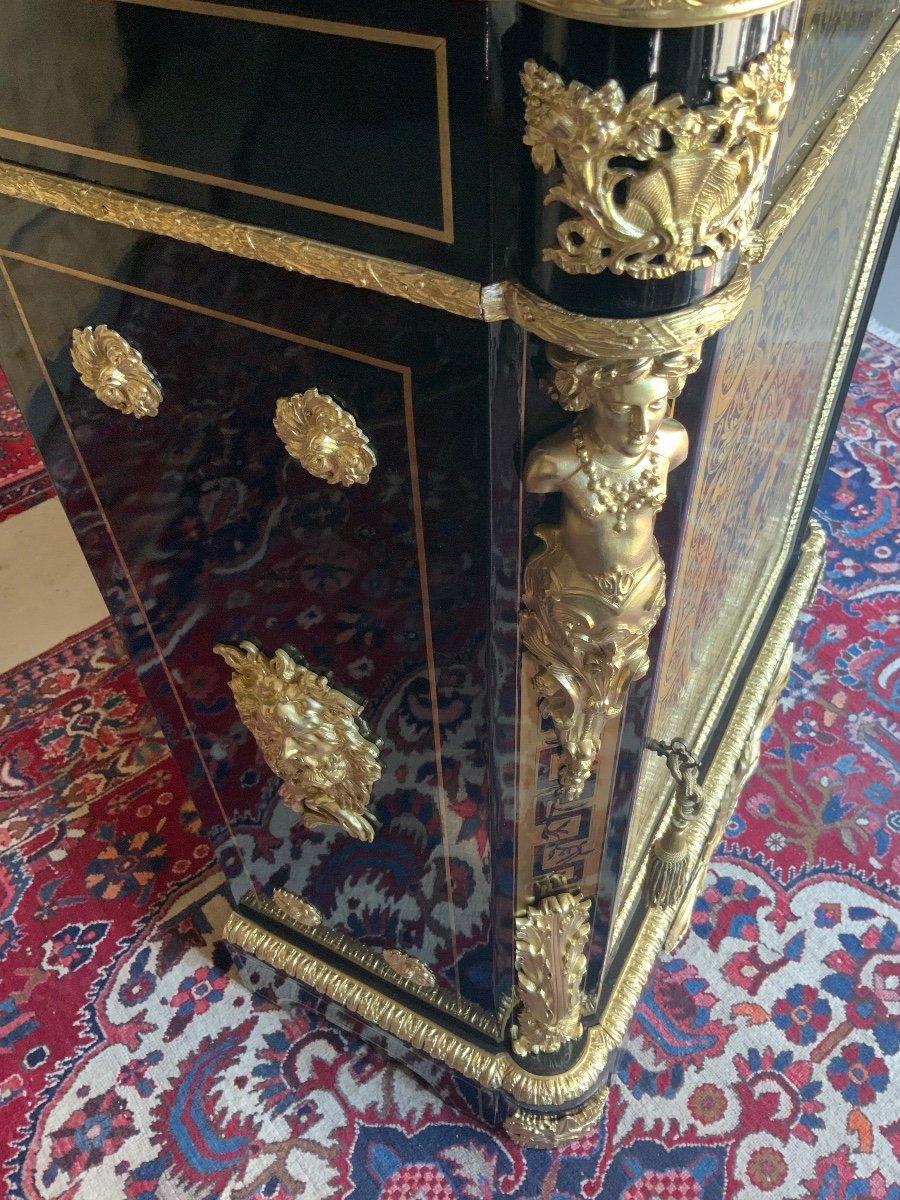 Support Cabinet Stamped Befort -jeune In Boulle Marquetry Napoleon III Period-photo-2