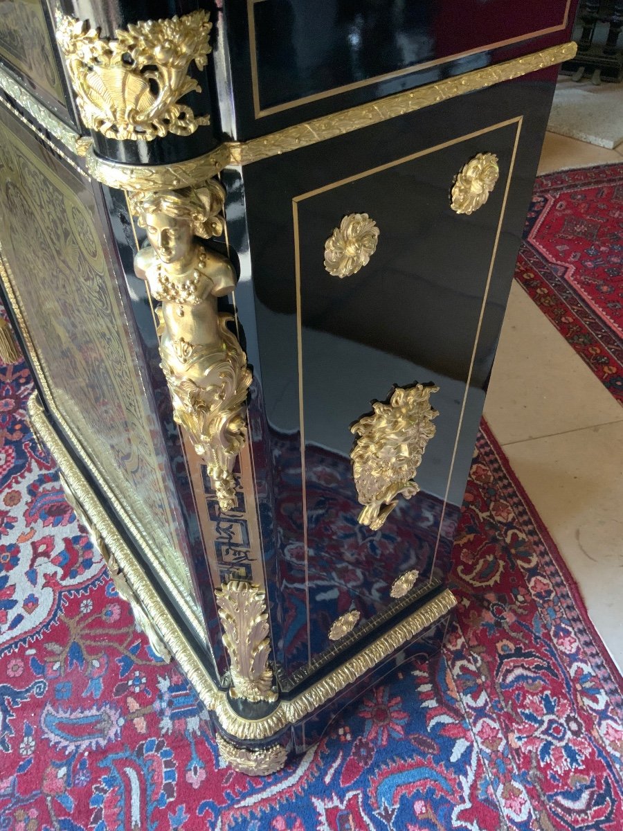 Support Cabinet Stamped Befort -jeune In Boulle Marquetry Napoleon III Period-photo-3