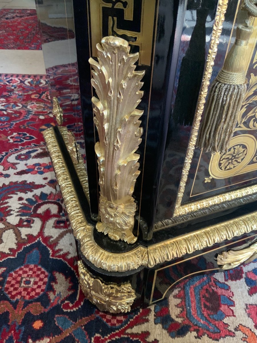 Support Cabinet Stamped Befort -jeune In Boulle Marquetry Napoleon III Period-photo-1