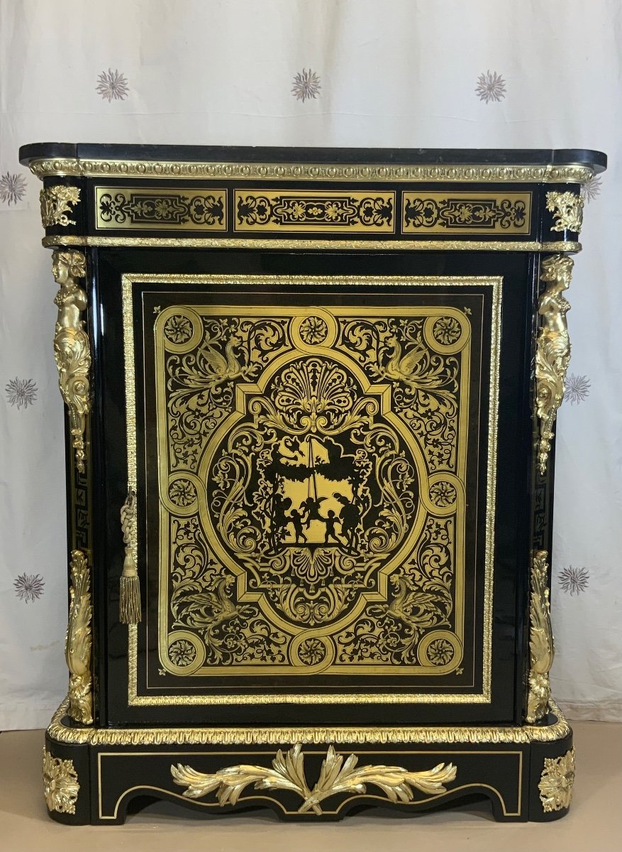Support Cabinet Stamped Befort -jeune In Boulle Marquetry Napoleon III Period