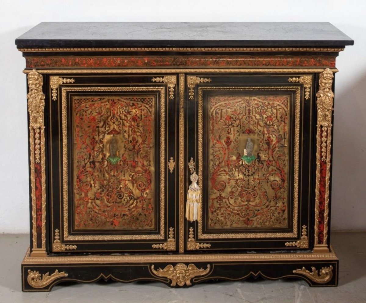 Furniture At Pretot Support Height In Boulle Marquetry Napoleon III Period-photo-2