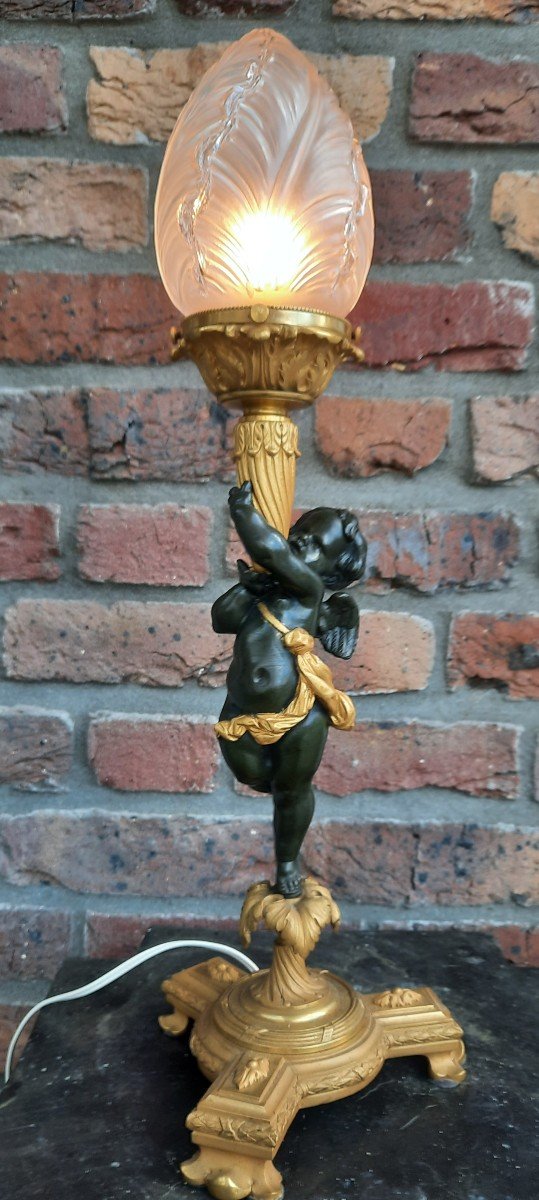 Bronze Lamp Fire Gilded.-photo-3