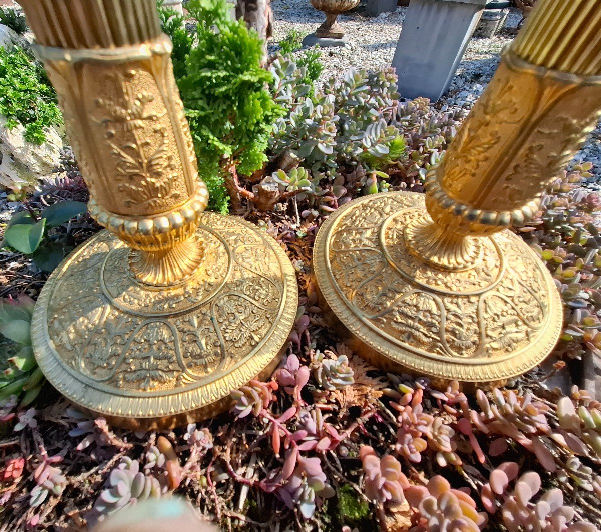 Paire Candelabres Bronze Doré-photo-3