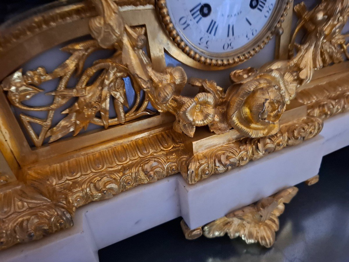 Gilded Bronze Pendule Signed Deniere-photo-1