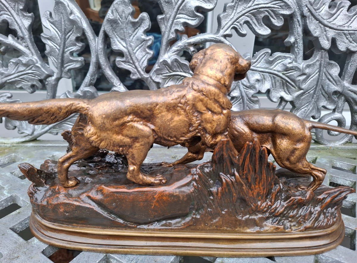 Bronze Deux Chiens De Labriere-photo-2