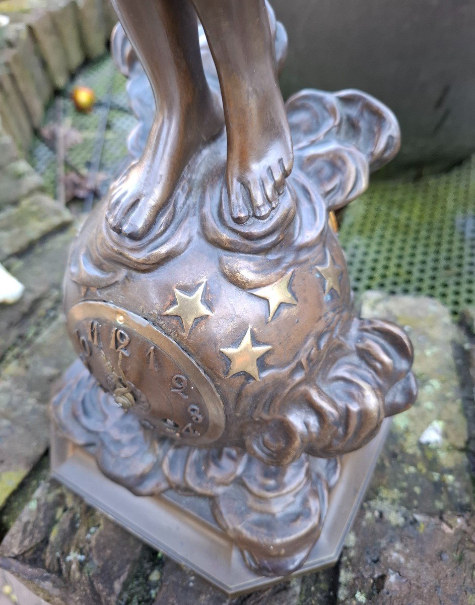 Bronze Pendule Selene. August Moreau-photo-1