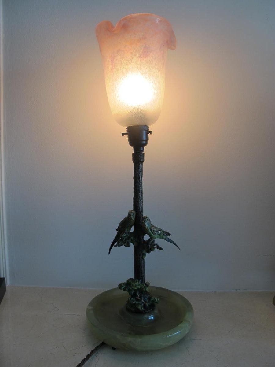 Lampe De Vienna. Bronze Et Verre. Signé.