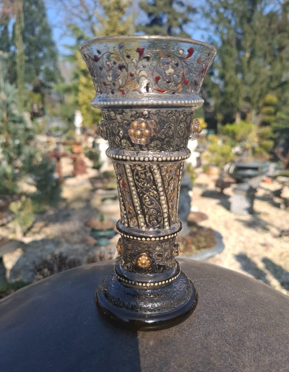 Vase emaillé et signe Emile Gallé-photo-1