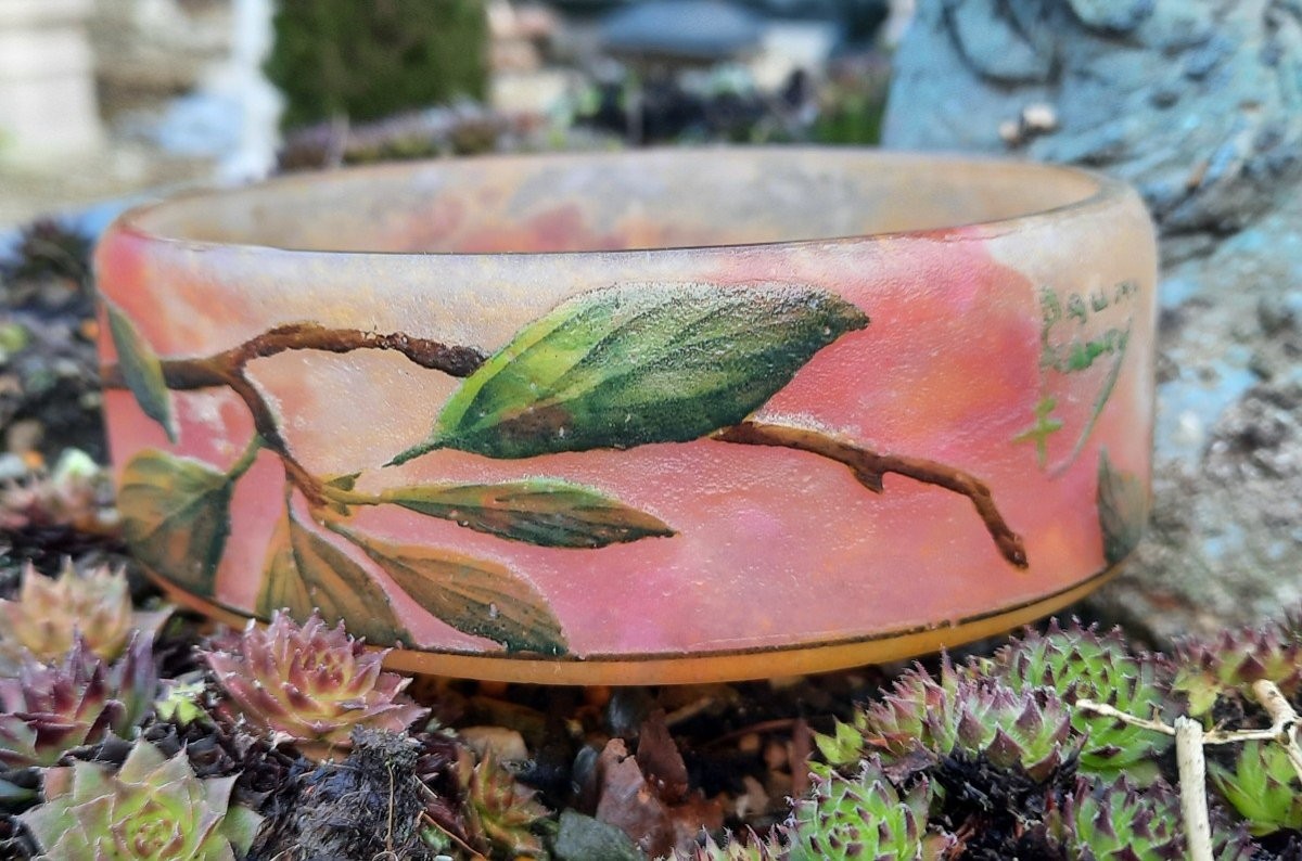 Petite coupe Daum Nancy. Décor pommes.-photo-3