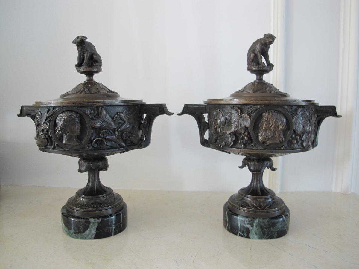 Pair Of Bronze Cassolettes