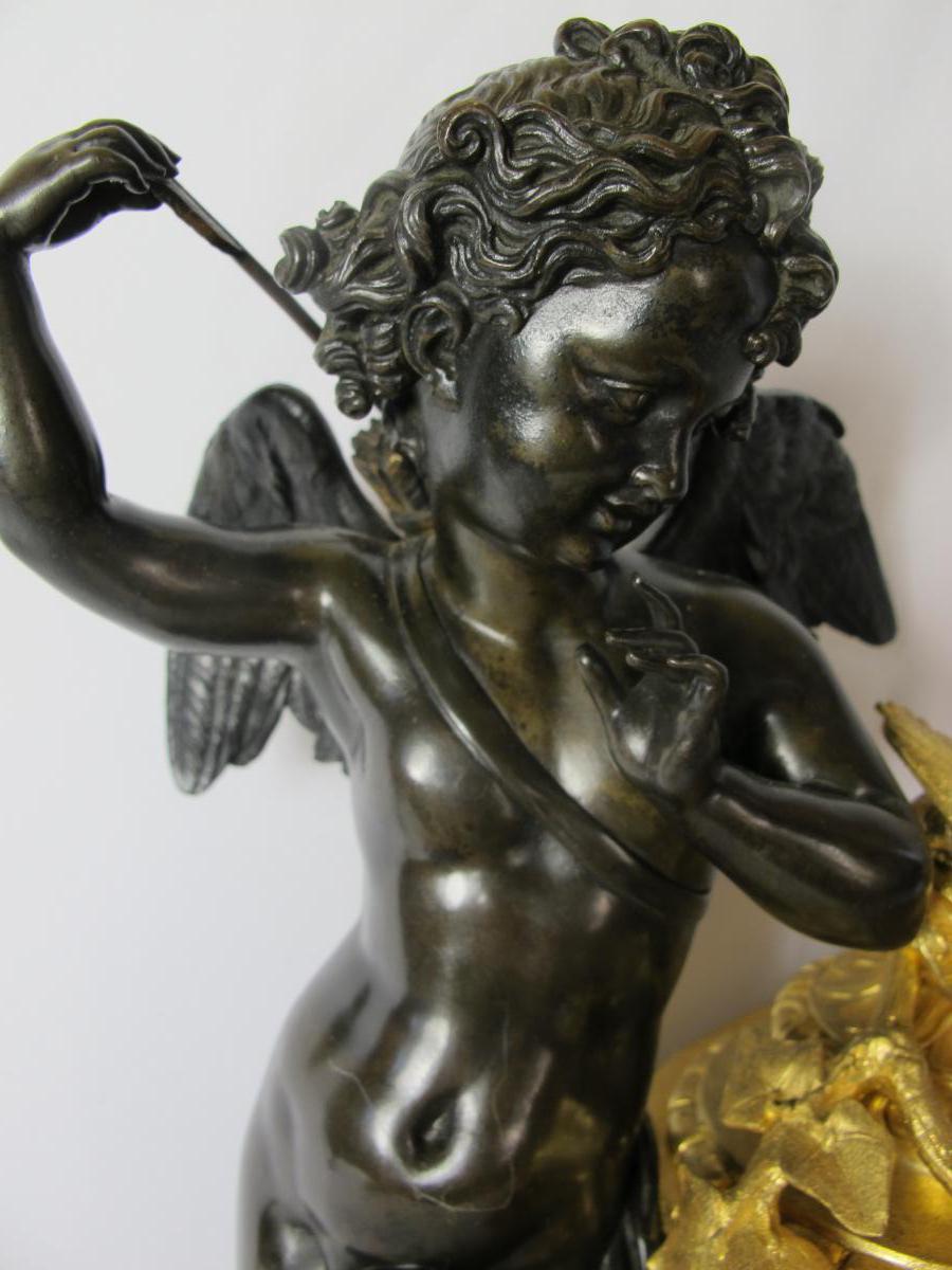 Pendulum Gilt Bronze Signed Perriraz In Paris-photo-3