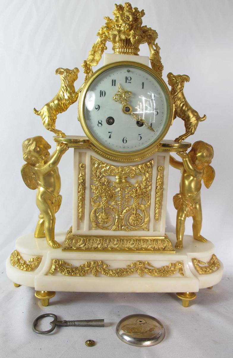 Pendulum Gilt Bronze Signed Chiout Laine Paris.