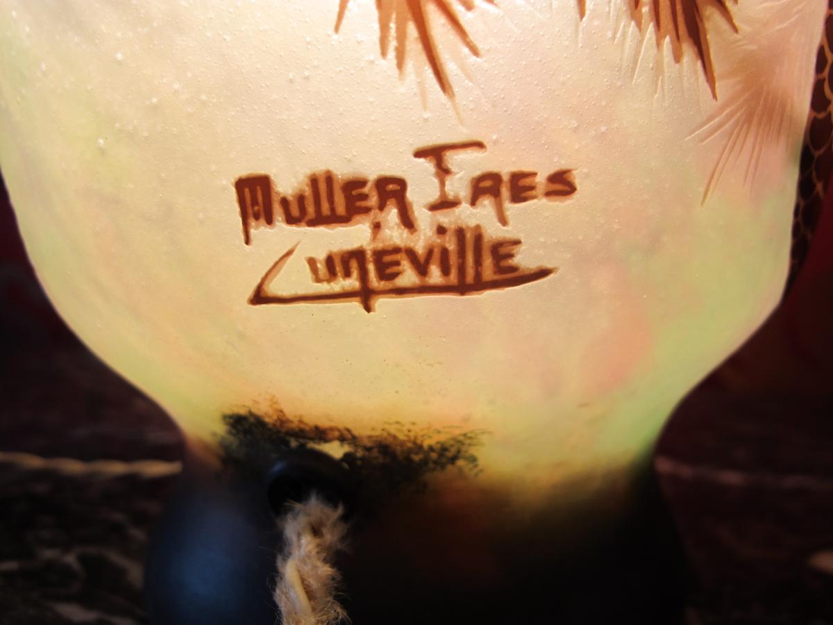 Muller Freres Luneville. Lampe Art Deco.-photo-5