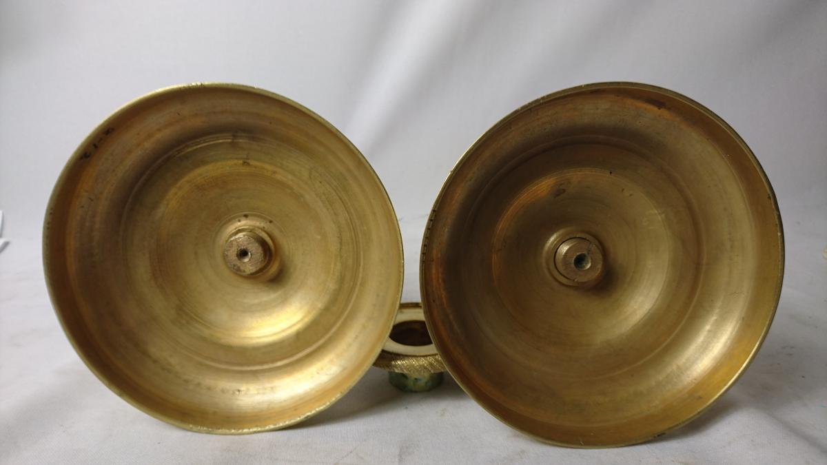 Pair De Candélabres. Bougeoirs Bronze.-photo-3