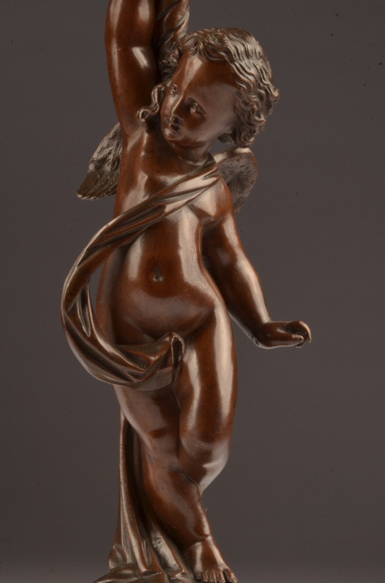 Pair Of Candelabra Bronze And Marble.-photo-4