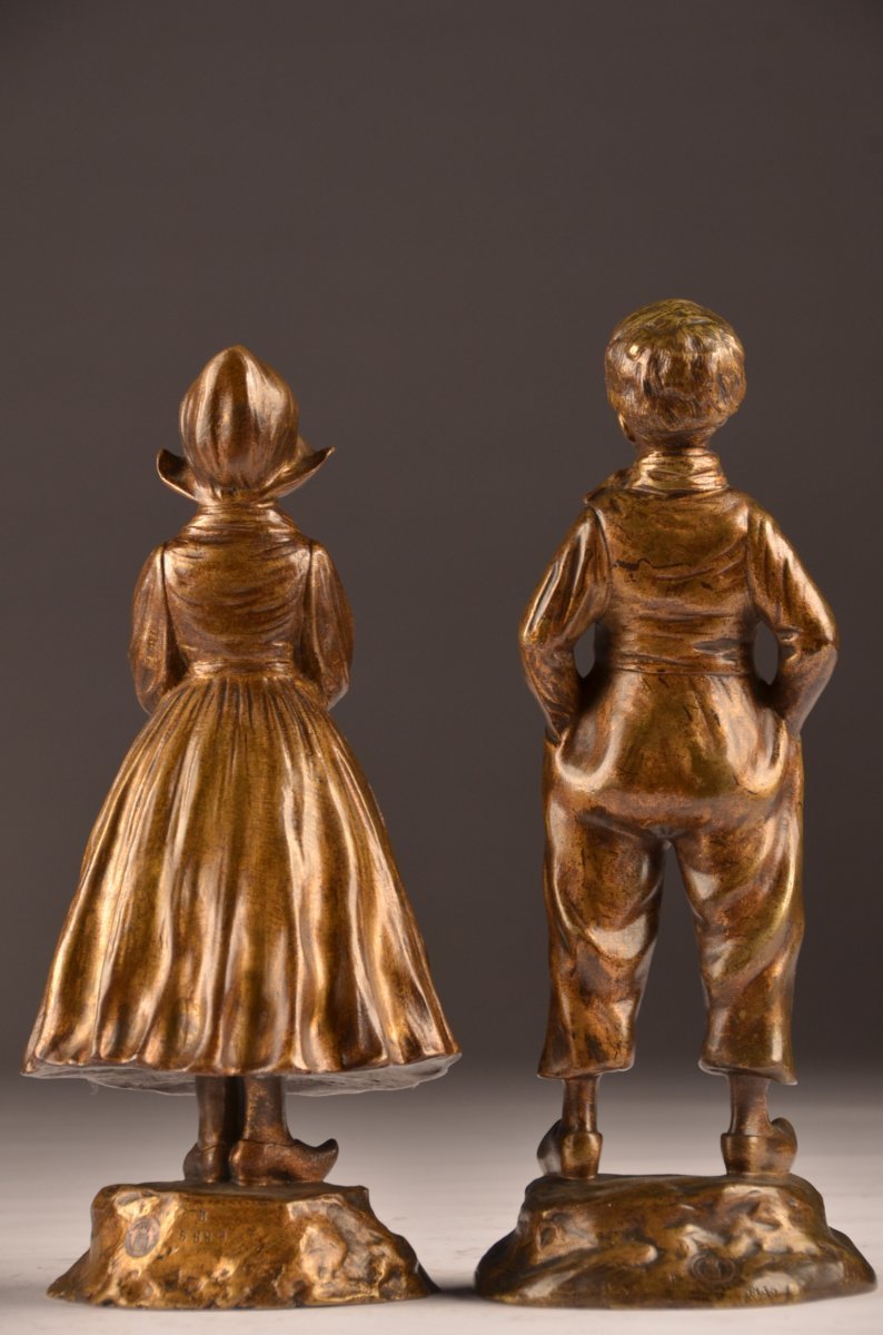Pair De Bronzes Par L.a. Monaco 1882-1937 -photo-3