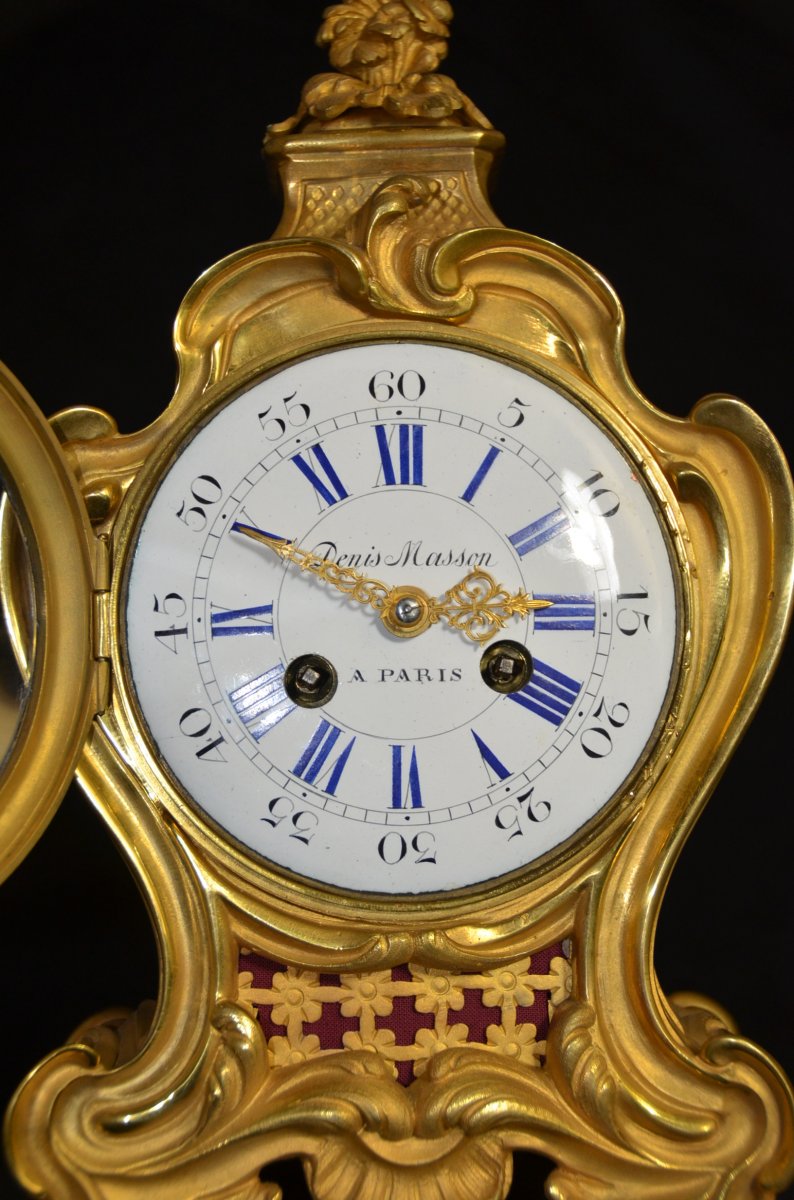 Gilt Bronze Cartel Clock 18 Th. Century Signed Masson Paris-photo-2