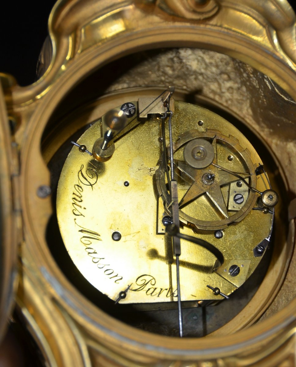 Gilt Bronze Cartel Clock 18 Th. Century Signed Masson Paris-photo-4