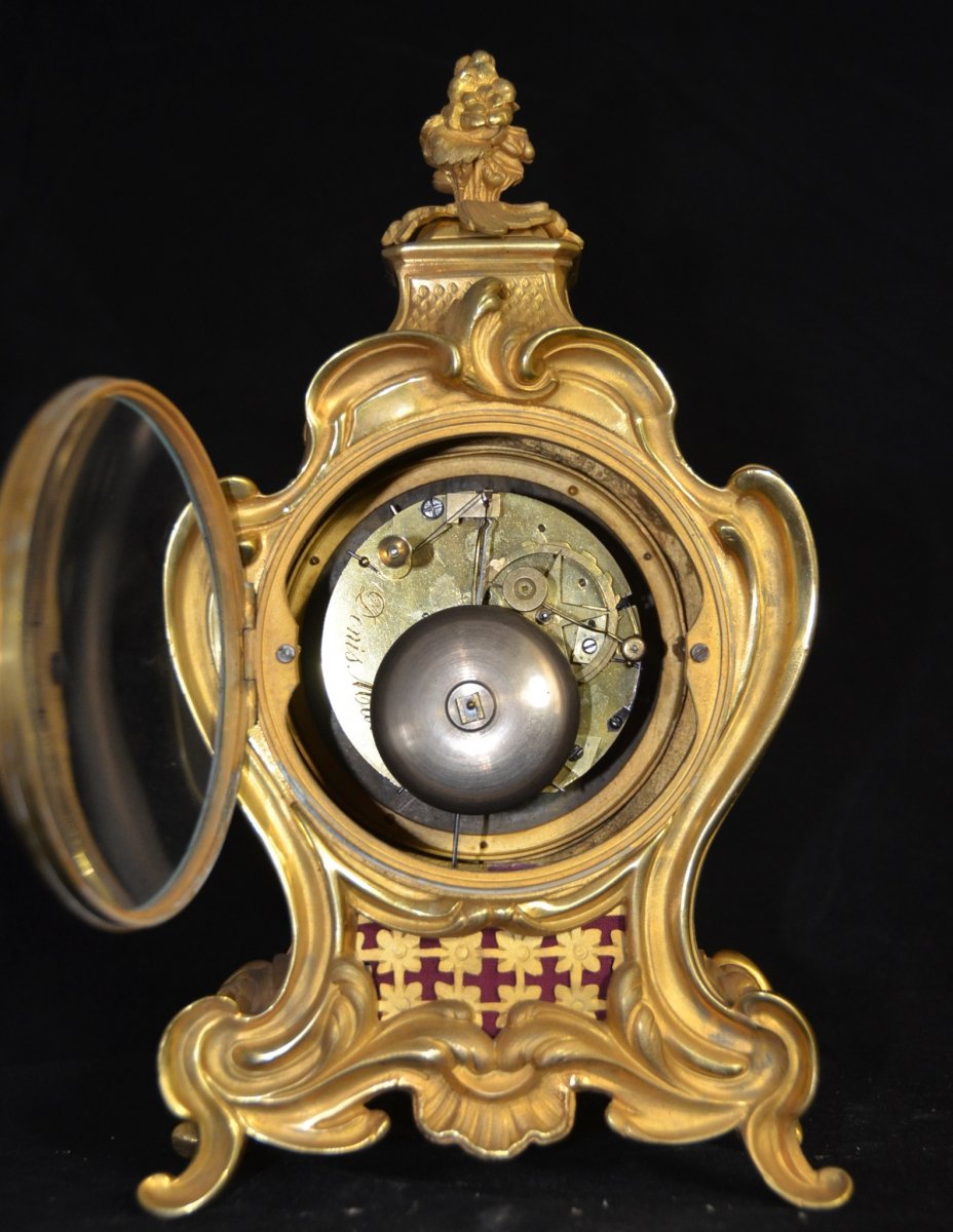 Gilt Bronze Cartel Clock 18 Th. Century Signed Masson Paris-photo-5