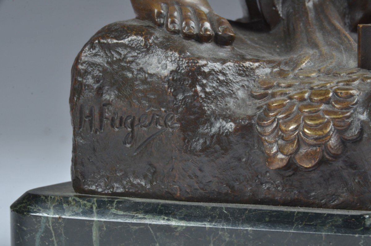 Bronze Pax Concordia Pendulum. Mysterious Henri Fugere-photo-5