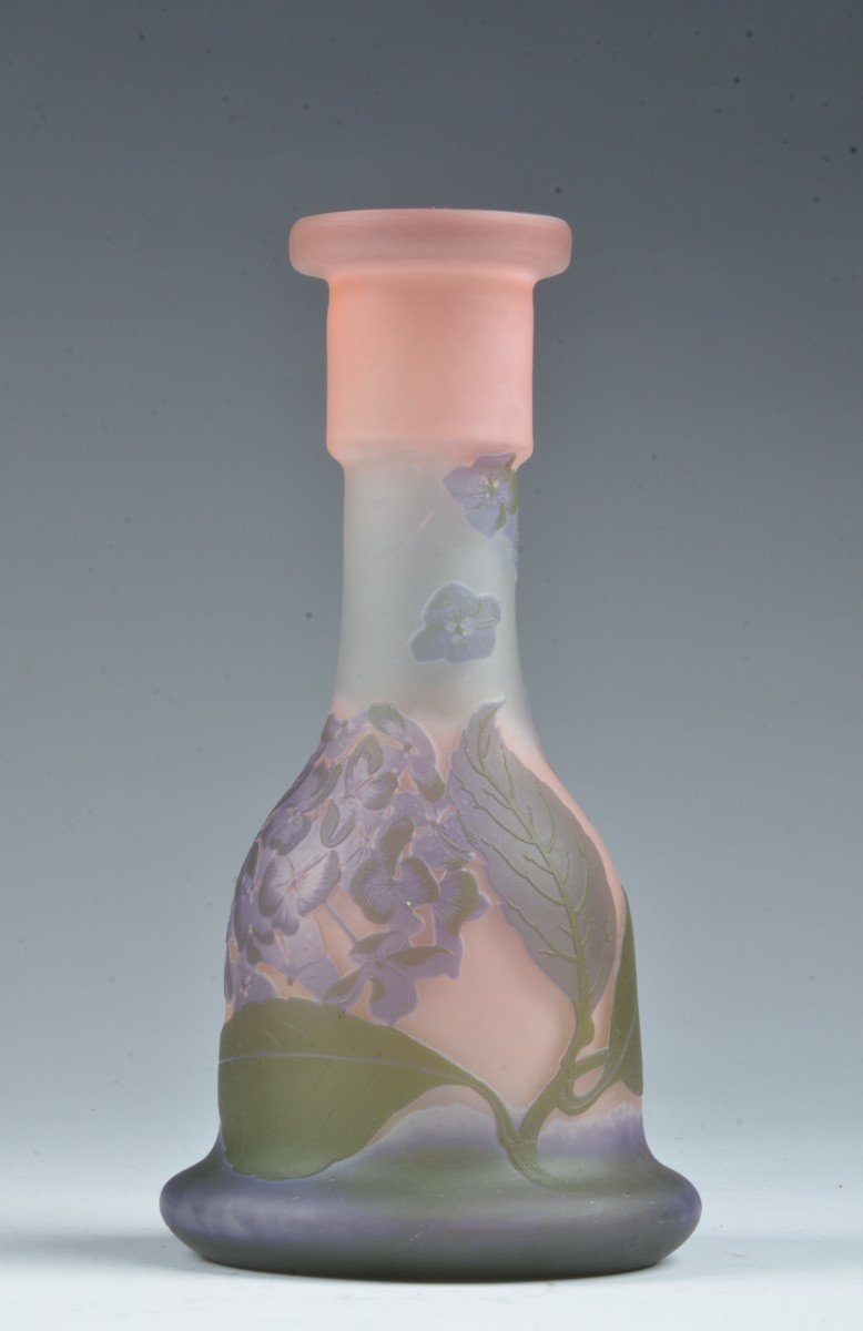 Vase* Gallé. Triple. Hydrangea Hortensia. H. 27 Cm.-photo-3