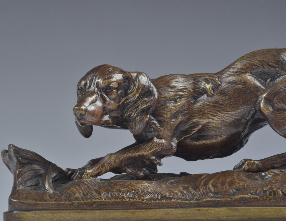 Bronze Chien. Signé Arson. (1822-1888)-photo-3