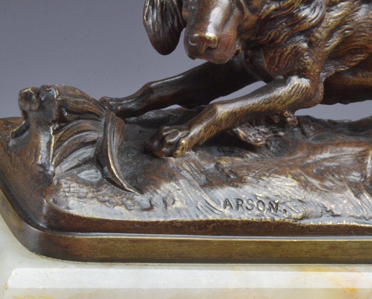 Bronze Chien. Signé Arson. (1822-1888)-photo-4