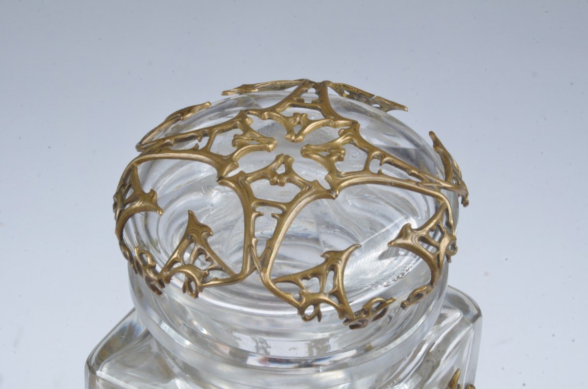 Art Nouveau Crystal Jar With Stopper-photo-3