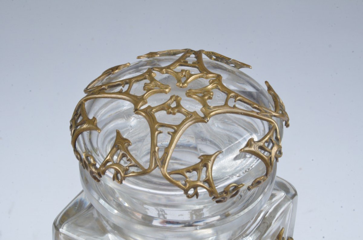 Art Nouveau Bocal Cristal Avec Bouchon-photo-3
