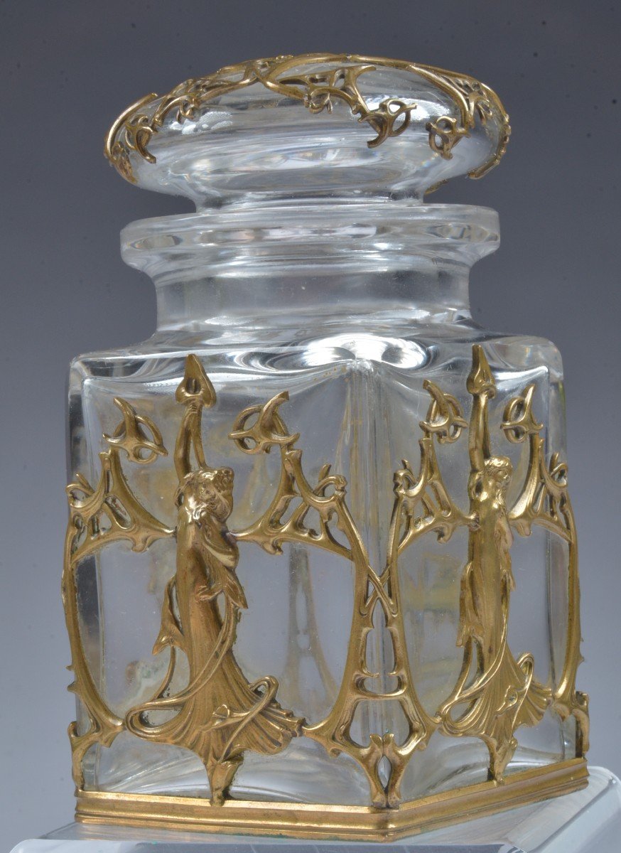 Art Nouveau Bocal Cristal Avec Bouchon-photo-1