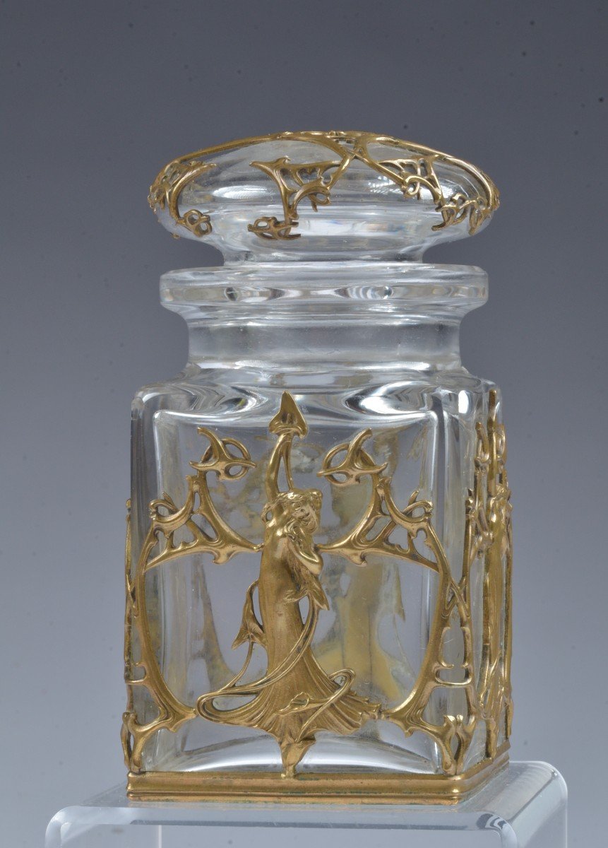 Art Nouveau Crystal Jar With Stopper