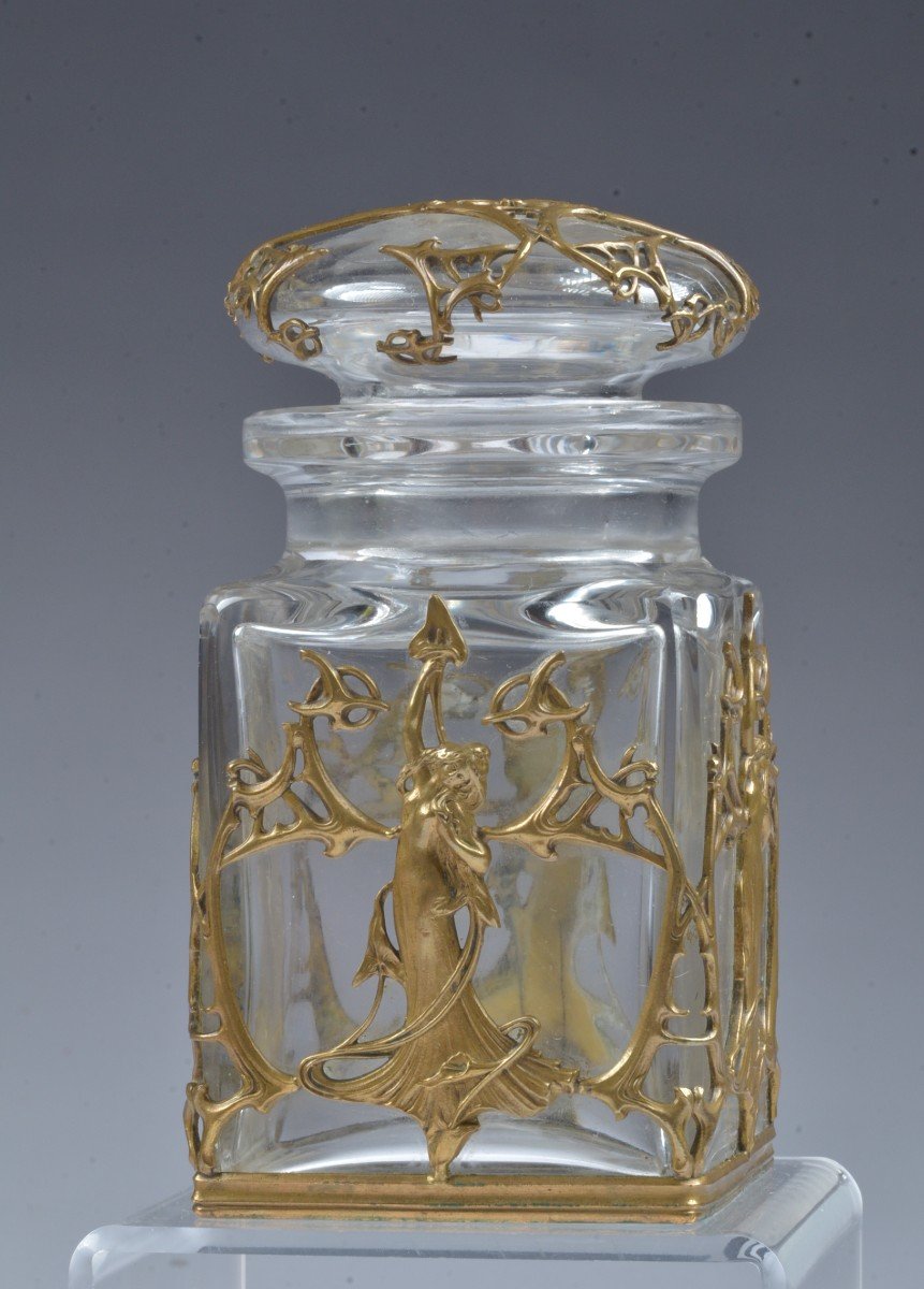 Art Nouveau Bocal Cristal Avec Bouchon
