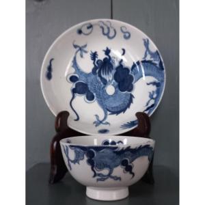 Worcester Dr Wall Dragon Tea Cup And Saucer