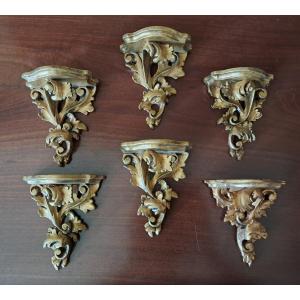 6 Giltwood Wall Appliques Consoles 