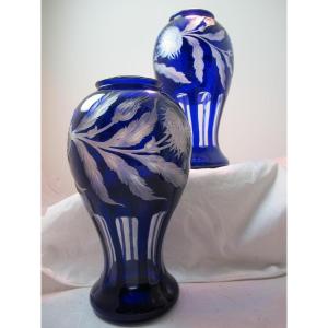 Two Americana Crystal Vases Signed Hauptmann And Palmer. Hawkes.  