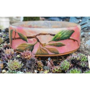 Petite coupe Daum Nancy. Décor pommes.