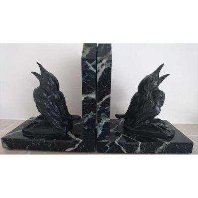 Bronze Bookends Signed E. Samson.